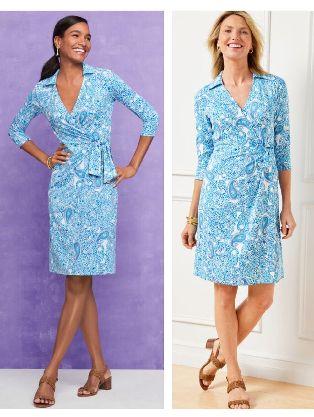 Talbots Effortless Jersey Faux Wrap Dress  Playful Paisley Small Petite SP